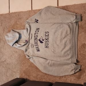 University of Washington Champion gray hooded sweatshirt